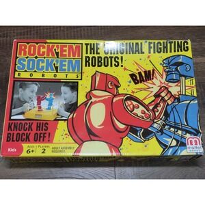 Mattel Rock Em Sock Em Robots Game Fighting Robots Red Rocker Blue Bomber 2012